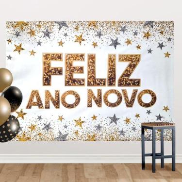 Imagem de 1 Painel TNT Feliz Ano Novo Fundo Foto Vídeo 100x140 - IDEALIZA