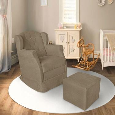 Imagem de Poltrona Decorativa Amamentação Balanço E Puff Bebê Suede Bege Escuro