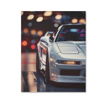 Imagem de HouLaiZhe Jdm Car Nsx Neon Night Posters Canvas Wall Estética Sala Decoração de Parede Impressões Galeria Sala Decoração de Parede para Quarto Sala de Estar Escritório 11 x 14 polegadas (28 x 35 cm)