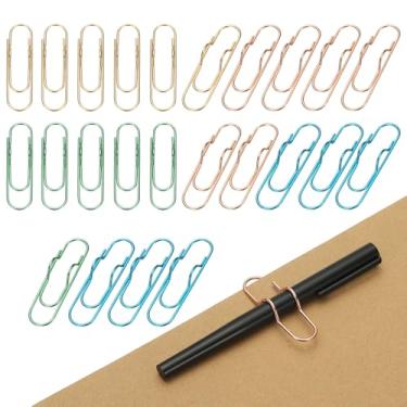Imagem de PATIKIL 24 clipes de suporte de caneta para caderno, clipe de caneta de metal de 7 x 1,7 cm para prancheta de escritório, organizador de mesa de escritório, ouro rosa/ouro/verde/azul