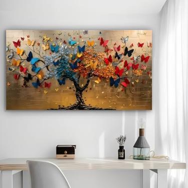 Imagem de Arte de parede colorida em tela rústica - Pôster sem moldura de 30 x 61 cm - Decoração de casa e escritório para sala de estar, quarto, cozinha e café