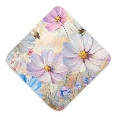 Imagem de STAYTOP Toalhas de bebê lindas pétalas coloridas com capuz de musselina, toalha de banho super macia, toalhas de banho absorventes para banho recém-nascido unissex 76 x 76 cm