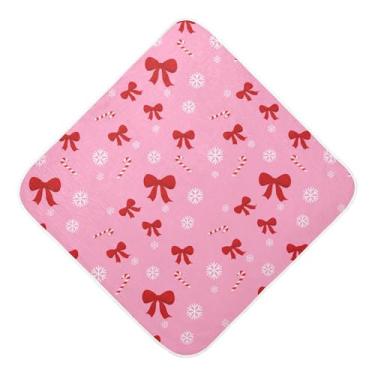 Imagem de Burbuja Toalha de banho para bebê Red Bows - Toalha com capuz de musselina macia e absorvente para recém-nascidos, 89 x 89 cm