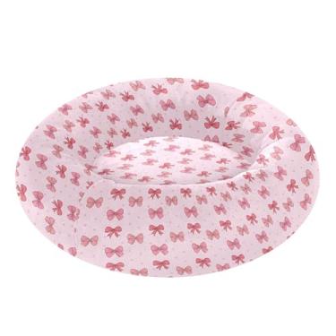 Imagem de SEHANY Cama fofa para cachorro rosquinha de laço rosa removível e lavável pequena cama redonda para gatos cama fofa super macia confortável para animais de estimação com fundo antiderrapante para cães