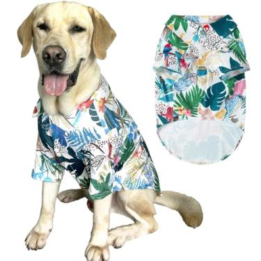 Imagem de Camisa de cachorro, roupa de animal de estimação estampada colorida de verão havaiana, respirável e descolada, estilo praia, camiseta grande para meninos e meninas (4GG, verde)