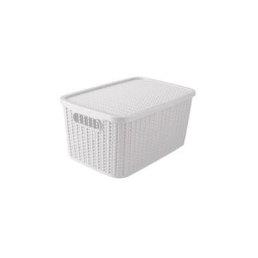Imagem de Caixa Organizadora Trama Com Tampa Plasútil 8 Litros, Branco