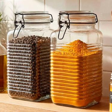 Imagem de Potes Herméticos Porta Mantimentos Vidro De 1,780ml Kit 2pçs