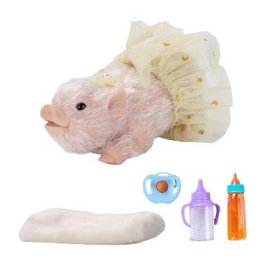 Imagem de YIJU Porquinho de silicone, boneca reborn, brinquedo divertido, macio e criativo, mini porquinho de silicone para crianças, ideal para presentear, Conjunto de Vestido Amarelo