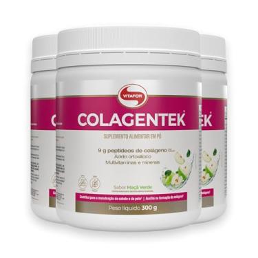 Imagem de Kit 2 Colágeno Hidrolisado Colagentek Vitafor 300g Maçã Verde