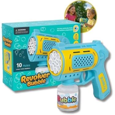 Imagem de Lança Bolha de Sabão Automática Luz LED Pistola Máquina de Bolhas Brinquedo de Verão para Presente Dia das Crianças Aniversário Casamento Festa