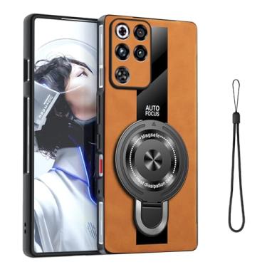 Imagem de YAJOJO Capa magnética para ZTE Nubi RedMagic 11 Pro+/RedMagic 11 Pro com suporte, capa protetora de couro premium, [Suporte] [Magnético], marrom