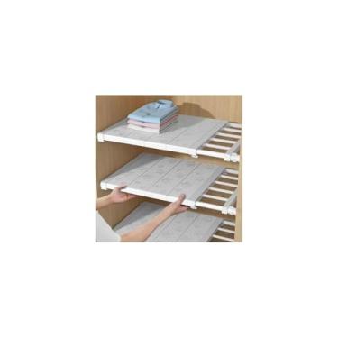 Imagem de Prateleira Inteligente Extensível Ajustável, Branca, 48-80cm x 24cm, Aço Carbono e Plástico PP, 800g, Instalação por Pressão