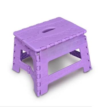 Imagem de Banqueta Dobrável Resistente 100kg Grande e Pequena | Banco Portátil para Camping, Pesca, Praia e Piquenique(PEQUENA LILÁS)