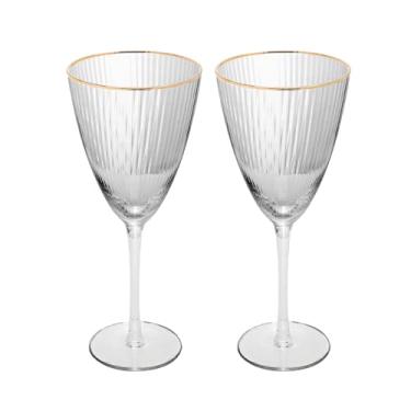 Imagem de WOLFF - Conjunto 2 Taças de Vidro com Borda Dourada Lines 400ml para Vinho
