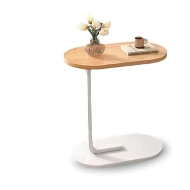 Imagem de Mesa lateral para sofá Mesa para laptop com estrutura de ferro e MDF Mesa de cabeceira multifuncional, Ideal para Sofá, Laptop e Quarto(Bege)