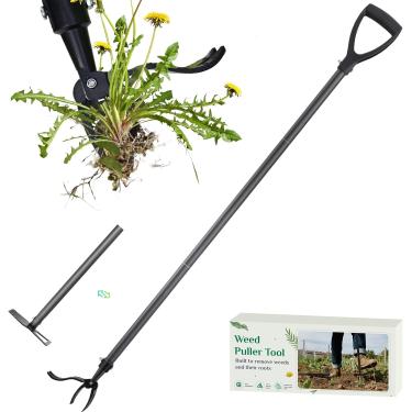 Imagem de Onadak Ferramenta extrator de ervas daninhas com cabo longo - Ferramenta de remoção manual de 152 cm, ancinho manual 2 em 1 e enxada de jardim para jardinagem, arrancamento de ervas daninhas para