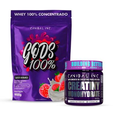 Imagem de Gods Whey 100% 900g Refil e Creatina 300g pura Canibal Inc-Unissex