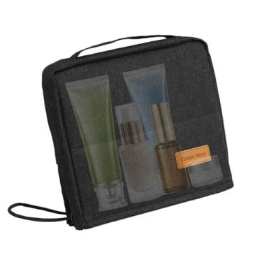 Imagem de De Maquiagem Em Pé - Estojo Portátil De Grande Capacidade Com Alça,Necessaire Cosmética com Fecho,Para Pincéis Espelho Acessórios Joias Artigos de Higiene Viagem Organização Beleza Banheiro