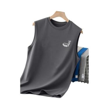 Imagem de Camiseta Regata Masculina De Verão Respirável Com Estampa De Baleia Co