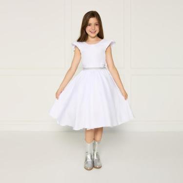 Imagem de Vestido Casual Branco Infantil Daminha Primeira Comunhão - JL Kids, 6,