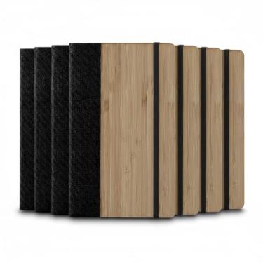 Imagem de Caderno de Anotações Ecológico, Capa em Fibra de Bambu com Elástico, 80 Folhas Pautadas, Cor Bege, 20,6x13x1,6cm (5, Preto)