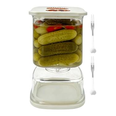 Imagem de Pote para Pickles | Recipiente de Armazenamento para Fermentação com Coador - Frascos Herméticos para Pickles,para Doces Aveia Farinha Açúcar Café