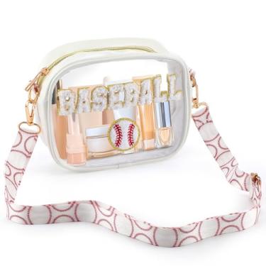 Imagem de SATINIOR Bolsa transparente para o dia do jogo de beisebol para eventos de estádio bolsa transversal aprovada para estádio bolsa de ombro transparente para shows de beisebol, eventos esportivos