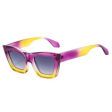 Imagem de Óculos de Sol UV400 - Lentes Degradê Olho de Gato com Estampa de Leopardo para Homens e Mulheres, Esportivos, para Corrida, Ciclismo e Atividades ao Ar Livre, na cor roxa.