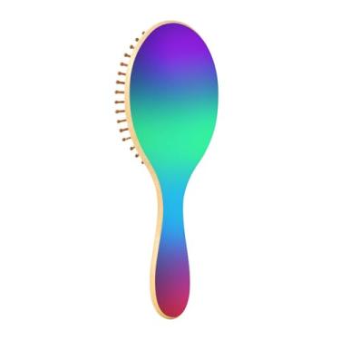 Imagem de Pente de cabelo de madeira de cores vibrantes, escova de cabelo de madeira, escova de cabelo desembaraçadora, pente feminino