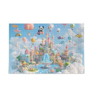 Imagem de Quebra-cabeça de 500 peças coloridas do mundo de madeira e papel com bolsa de armazenamento para adolescentes