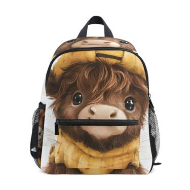 Imagem de GAIGEO Cute Highland Cow Honey Bee Kids Backpack with Whistle, Adjustable Chest Strap, Small Girls Backpack Lightweight & Compact for Ages 3-8