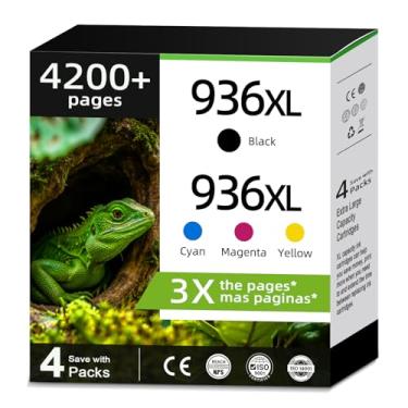 Imagem de Cartuchos de tinta 936XL 936e preto (pacote com 4) compatíveis com HP 936 XL HP936 HP936e HP936XL para OfficeJet Pro 9125e 9135e 9120e 9122e 9128e 9110 9120b 9120 9110b 9133b 0 913 Impressora 0e 9110e
