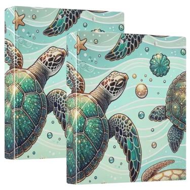 Imagem de Prancheta para fichário de tartarugas marinhas com 3 anéis para escola e escritório, pacote com 2
