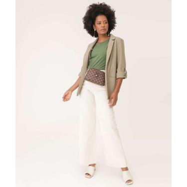 Imagem de Calça Sarja Wide Leg Feminina Bolsos Marisa-08415, Bege, 42