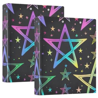 Imagem de Fichário de 3 anéis de pentagrama neon, fichário espaçoso de 3 anéis para receitas, ideal para escritório, escola, casa