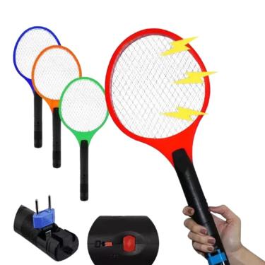 Imagem de Raquete Elétrica Mata Mosquito e Insetos, Recarregável, Armadilha para Dengue