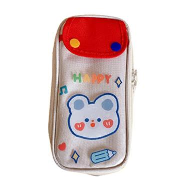 Imagem de ZJchao Bolsa de Caneta Grande Capacidade Estilo Bonito Material de Pano Portátil Porta Lápis Bolsa para Crianças Estudante Escola Viagem Em Casa (Pequenos e adesivos)