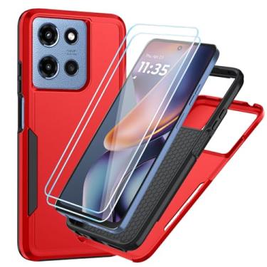 Imagem de Suncasetor Capa para Motorola Moto-G-2025/Moto-G-2026/Moto-G-Play-2026 com protetor de tela HD, proteção resistente contra quedas, capa de celular para Moto G 5G 2025/Moto G 5G 2026 (vermelho/preto)