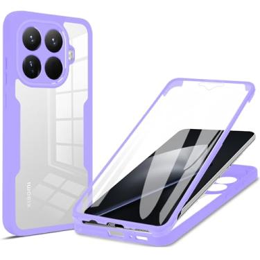 Imagem de Ephoou Capa transparente para Xiaomi 15T Pro com protetor de tela, camada dupla, proteção total à prova de choque, à prova de poeira, tudo incluído, capa para Xiaomi 15 T Pro QB-roxo