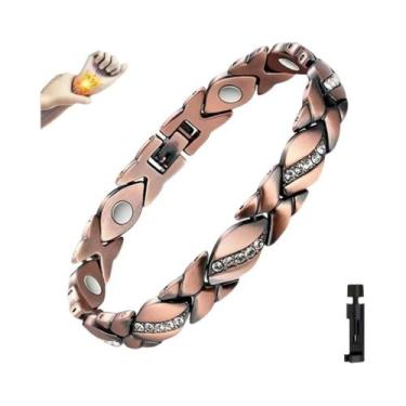 Imagem de Pulseira Magnética Ajustável Cor Cobre Para Mulheres Alívio Da Dor Da 
