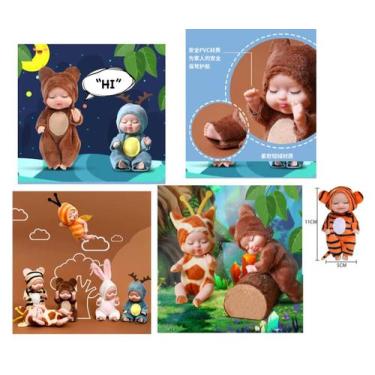 Imagem de 6 mini bonecas reborn bebê realista bonecas laváveis com roupas de ani