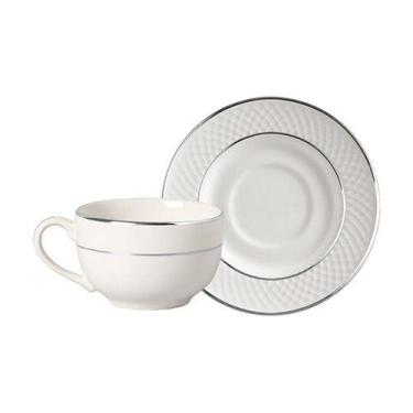 Imagem de Conjunto com 6 Xícaras de Chá com Pires Relevo Silver 250ml - Alleanza