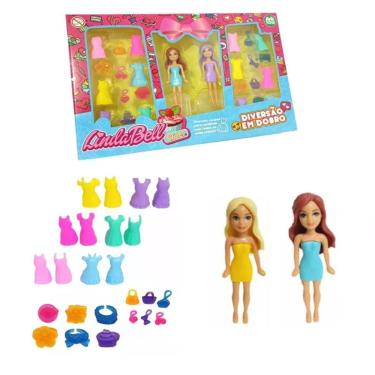 Imagem de Brinquedo Boneca Troca Roupa Vestido Acessórios Menina