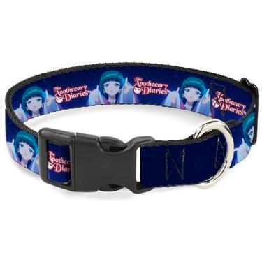 Imagem de Coleira para animais de estimação Crunchyroll, fivela de plástico para coleira de cachorro, The Apothecary Diaries Maomao Hands Out Pose e Logo Purples, 38 a 61 cm de largura