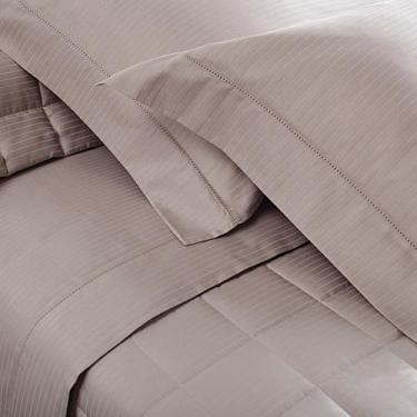 Imagem de Jogo Cama Queen 300 Fios Buddemeyer 04 Peças Damask Stripes, Kaki