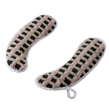 Imagem de Almofada de assento de vaso sanitário xadrez quente, aquecedor antiderrapante macio e grosso, lavável e reutilizável com alça embutida. Fixador adesivo de banheiro para fixação do assento do vaso