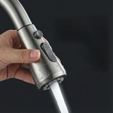 Imagem de 1 chuveiro de torneira de cozinha – 3 funções de rotação de 360° (spray, fluxo, enxágue), aerador grande angular, adaptador universal, fácil instalação sem ferramentas na pia (cinza metálico)