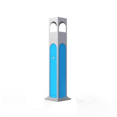 Imagem de Eliminação de pontas de cigarro Coluna de cinzas vertical aço inoxidável com trava para área fumantes e balde extintor cigarros