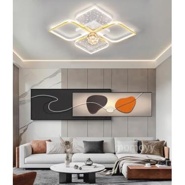 Imagem de Luminária de teto LED moderna, regulável, 3000k-6000k, para quarto, sala de estar, com controle remoto, em formato de estrela de metal e acrílico, pendente para ambientes internos, 73cm, 74w