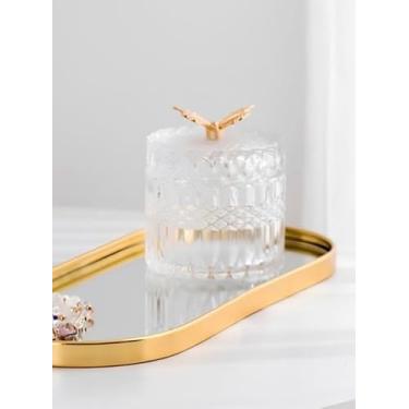 Imagem de Bandeja Espelhada Decorativa Preta e Dourada para Banheiro Lavabo e Sala – Bandeja Decorativa Multiuso com Espelho (Dourado/8212)